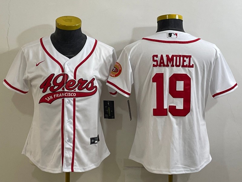 Youth San Francisco 49ers #19 Deebo Samuel White With Patch Cool Base Stitched Baseball Jersey